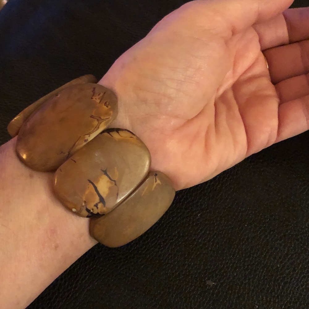 Fair trade Ecuadorian stretch Tagua cuff bracelet